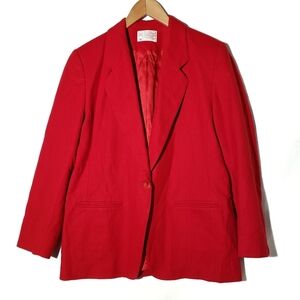Vintage Pendleton Red Wool‎ Blazer Jacket Single Button 10P Coat